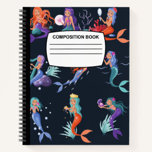 Mermaid Spiralkomposition Notebook Notizbuch