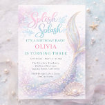 Mermaid Splish Splash Birthday Bash Party Einladung<br><div class="desc">Fun mermaid Splish Splash Birthday Bash invitation featuring a playful under the sea theme perfect for a splashy celebration. Ideal for mermaid parties,  pool birthdays,  and ocean themed gatherings filled with magical underwater fun. Great for inviting family and friends to a memorable birthday bash. Editable text. Print ready layout.</div>