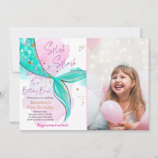 Mermaid Splish Splash Pool Party Girl Birthday Einladung