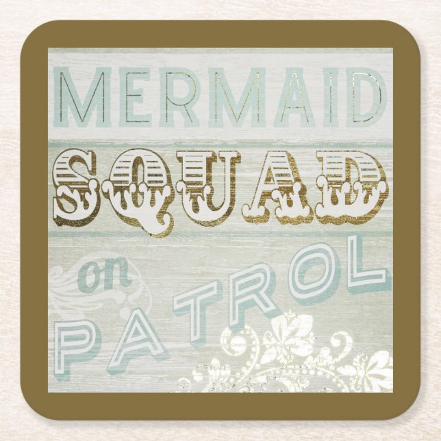 Mermaid Squad auf Patrol Rechteckiger Pappuntersetzer (Vorderseite)