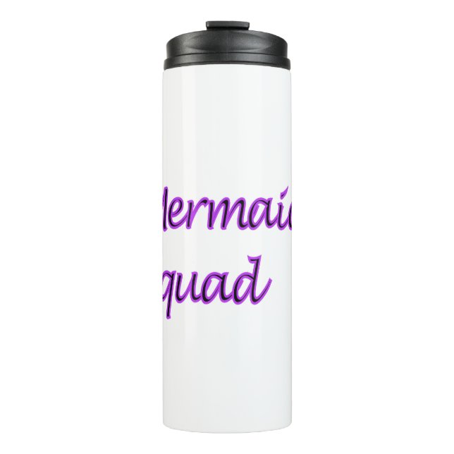 Mermaid Squad Lila Wörter Thermosbecher (Vorderseite)