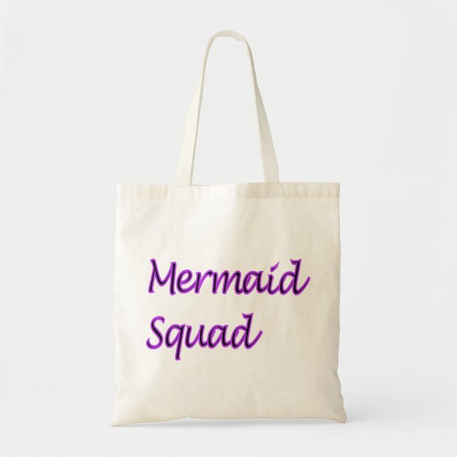 Mermaid Squad Lila Wörter Tragetasche (Vorne)