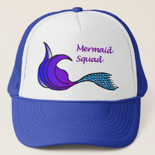 Mermaid-Squad mit lila und blauem Schwanz Truckerkappe