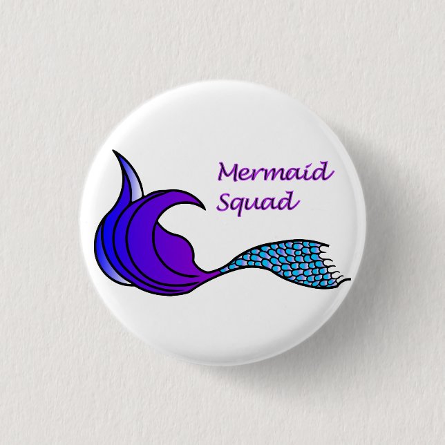 Mermaid-Squad mit lila und blauer Schwanz-Taste Button (Vorderseite)
