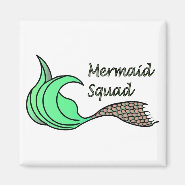 Mermaid Squad Orange und Green Magnet (Vorne)