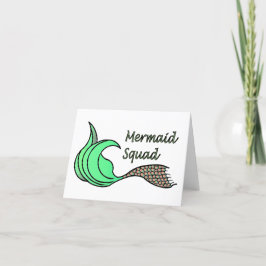 Mermaid Squad Orange und Green Note Card Dankeskarte