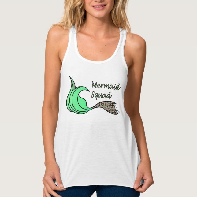 Mermaid Squad Orange und Green Tank Top (Vorderseite)