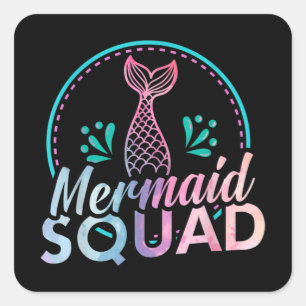 Mermaid Squad Quadratischer Aufkleber