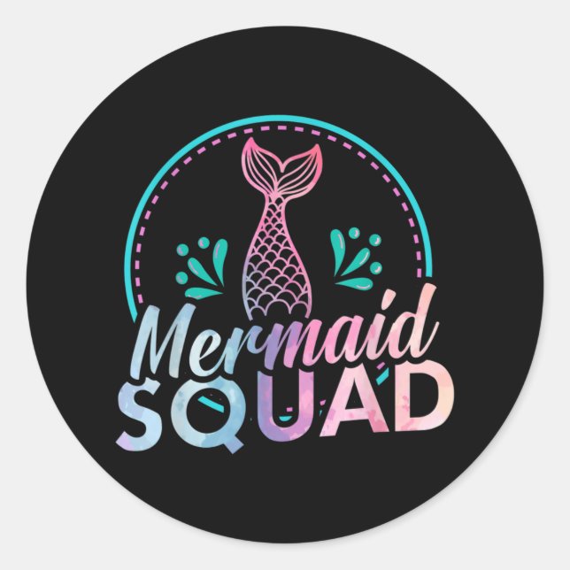 Mermaid Squad Runder Aufkleber (Vorderseite)