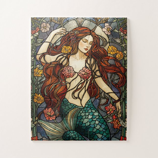 Mermaid Stained Glass Puzzle (Vertikal)