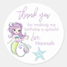 Mermaid Starfish Geburtstagsparty Danke Stickers