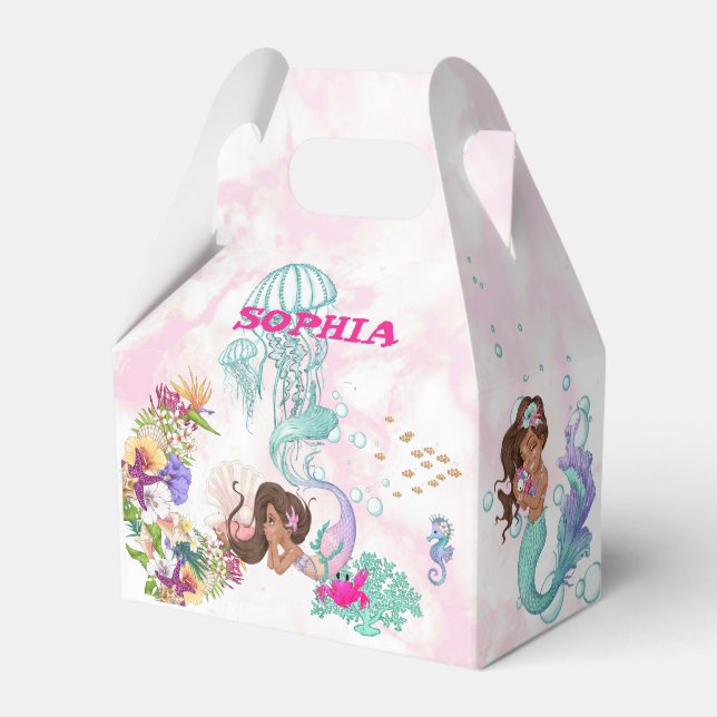 Mermaid Starfish Niedlich Personal Pink Dark Haar Geschenkschachtel (Vorderseite)