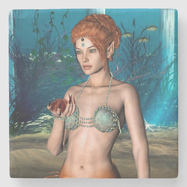 Mermaid Steinuntersetzer (Vorderseite)
