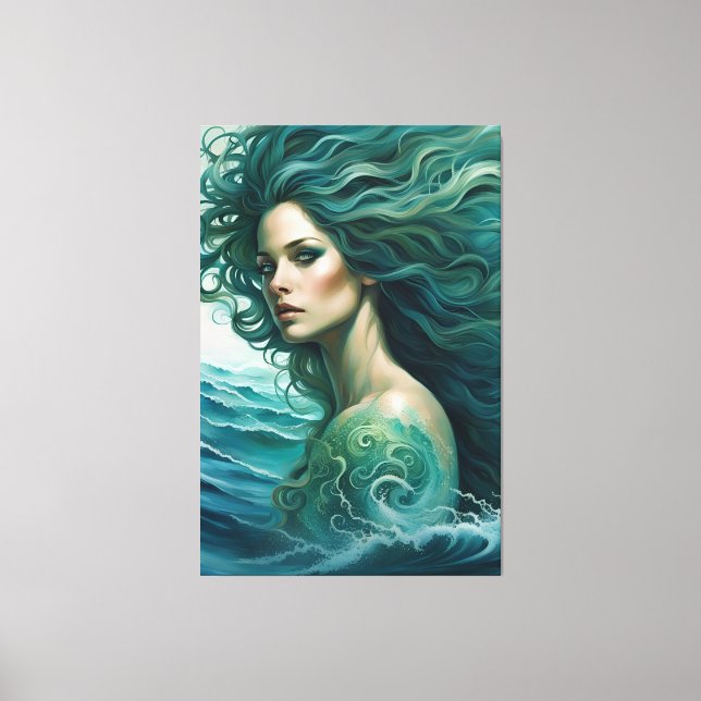 Mermaid Stretched Canvas Print Leinwanddruck (Vorderseite)
