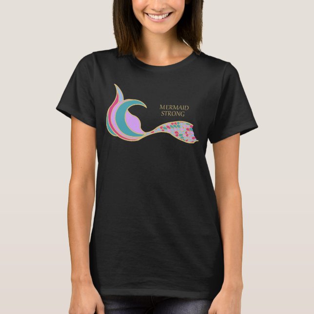 Mermaid Strong Mermaid Schwanz Dark T-Shirt (Vorderseite)