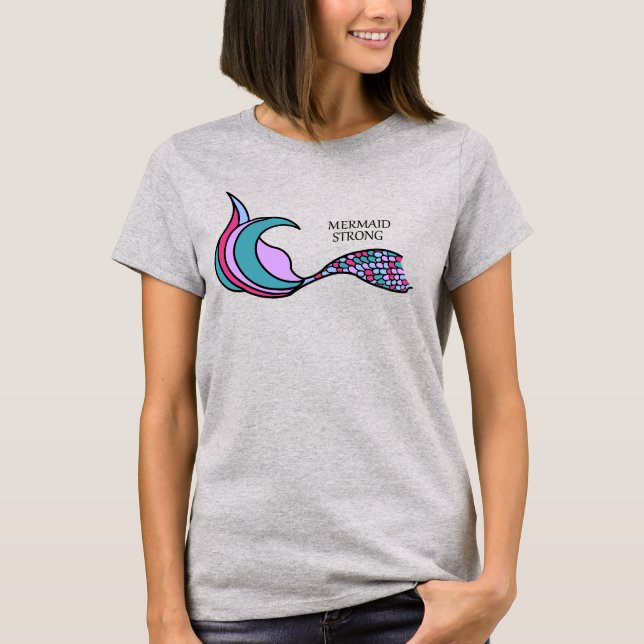 Mermaid Strong Mermaid Schwanz T-Shirt (Vorderseite)