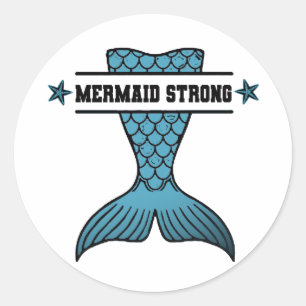 Mermaid Strong round-Aufkleber Runder Aufkleber