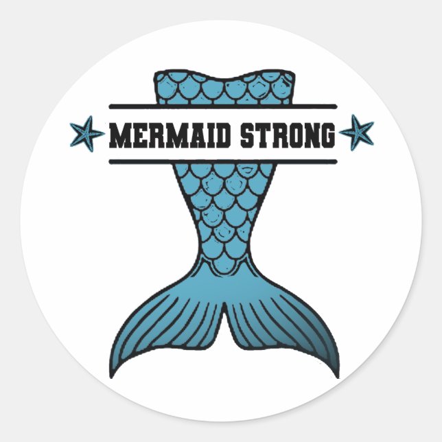 Mermaid Strong round-Aufkleber Runder Aufkleber (Vorderseite)