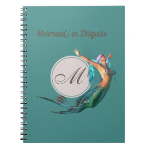 Mermaid Summer Blue Aquamarin Monogram Modern Chic Notizblock