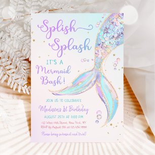 Mermaid Summer Pool 1. Geburtstag Party Einladung