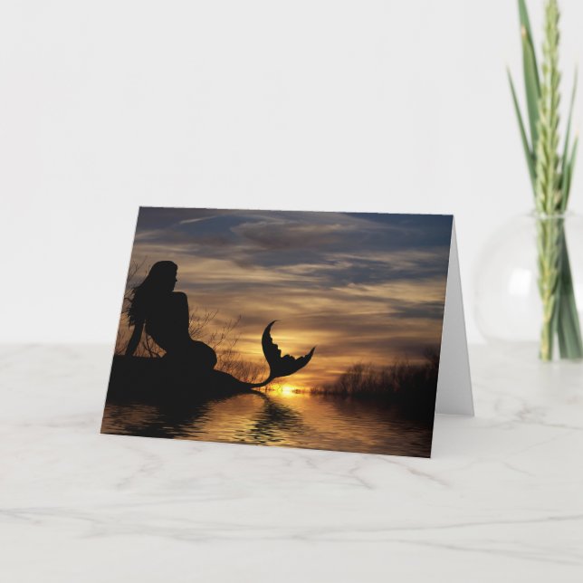 Mermaid Sunset Notecard Karte (Vorderseite)