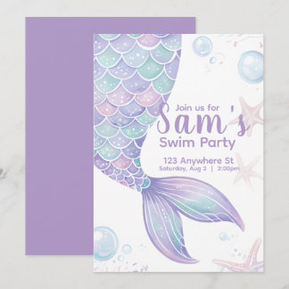Mermaid Swim Birthday Party Einladung