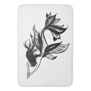 Mermaid Tattoo Style Stipple Schattierter Tinte Ge Badematte