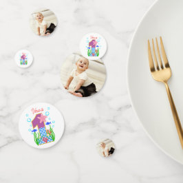 Mermaid Thema 3-Foto Erstgeburtstagsdekoration Konfetti