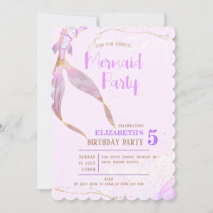 Mermaid Theme Colorful Kindergeburtstag Party Einladung