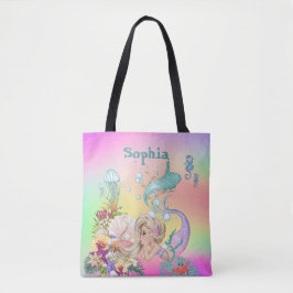 Mermaid Theme Niedlich Rainbow Tote Bag