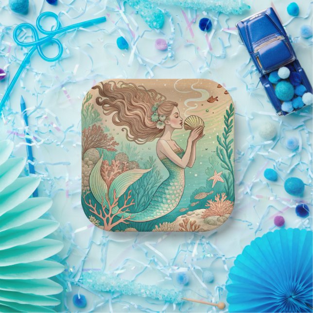 Mermaid theme party custom paper plates pappteller (Party)