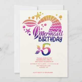 Mermaid Theme Personalisiert Kindergeburtstag Part Einladung