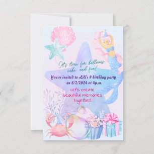 Mermaid Themed Birthday Bash Einladung