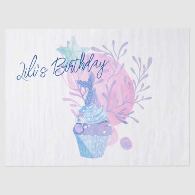 Mermaid Themed Birthday Bash Seidenpapier (Vorderseite)