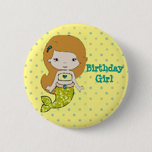 Mermaid Themed "Birthday Girl" Schaltfläche Button
