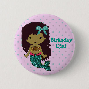 Mermaid Themed "Birthday Girl" Schaltfläche Button
