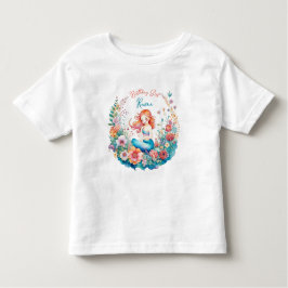 Mermaid Themed Floral Girl's Birl Geburtstag Kleinkind T-shirt