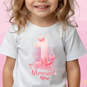 Mermaid Themed Girl's 1. Geburtstag Personalisiert Baby T-shirt