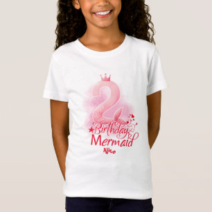 Mermaid Themed Girl's 2. Geburtstag Personalisiert T-Shirt