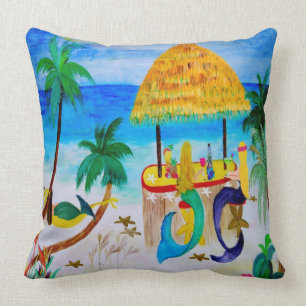 Mermaid Tiki Beach Bar Throw Kopfkissen Kissen