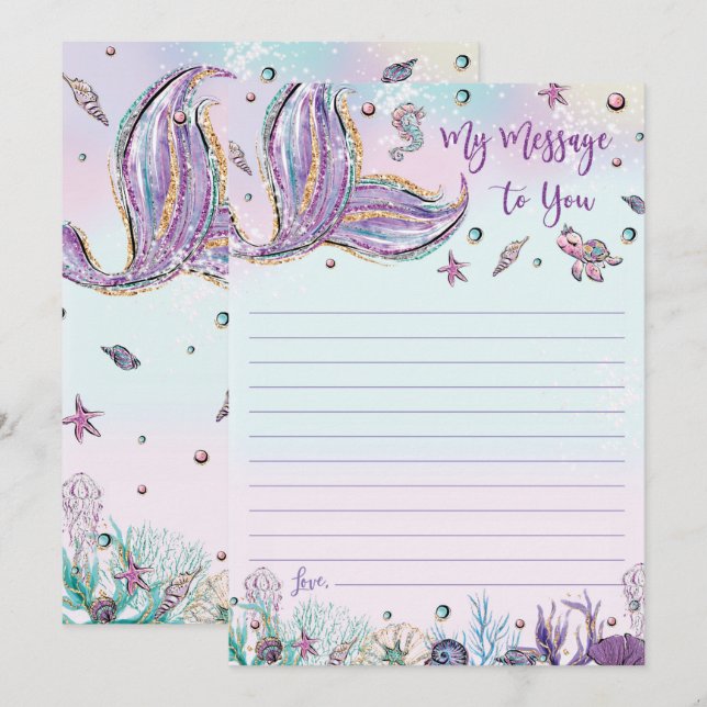 Mermaid Time Capsule Meldung an Sie leere Karten (Vorne/Hinten)