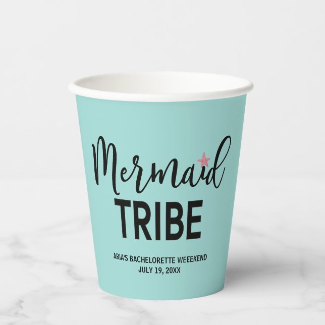 Mermaid Tribe Bachelorette Paper Cups Pappbecher (Vorderseite)