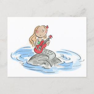 Mermaid Ukulele Postkarte