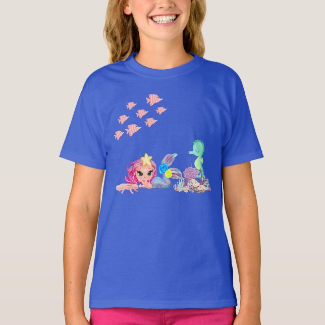 Mermaid und Axolotl T-Shirt (Vorderseite)