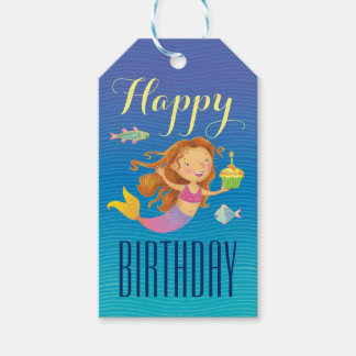 Mermaid und Cupcake GeburtstagsgeschenkTags Geschenkanhänger