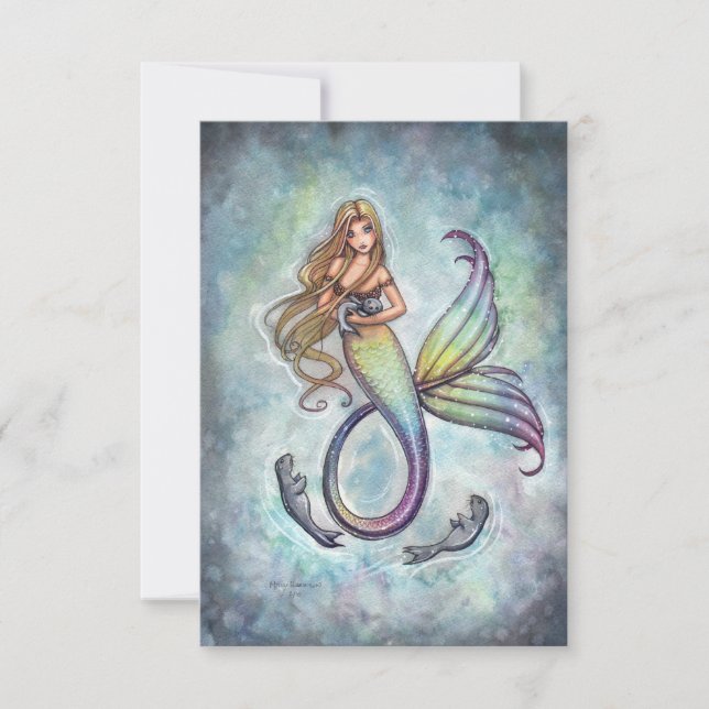 Mermaid und das Baby Siegel Postcard (Vorderseite)