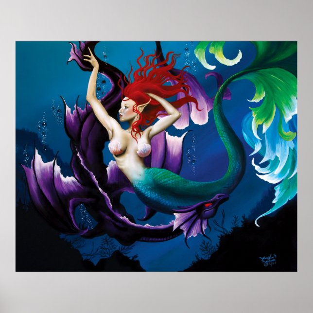 Mermaid und Drachenfreund Poster (Vorne)