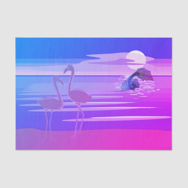 Mermaid und Flamingo Tissue Paper Seidenpapier (Vorderseite)