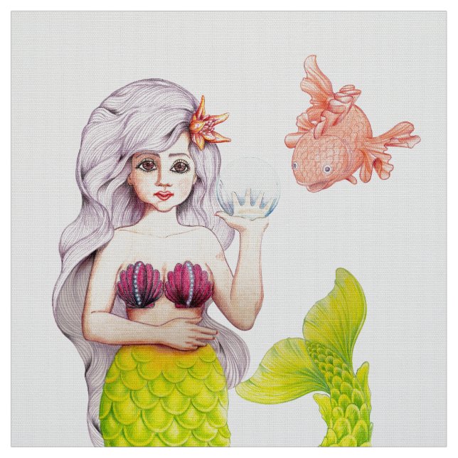 Mermaid und Freund Stoff (Muster)