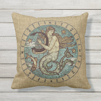 MERMAID UND KOMPASS AUSSENPILLOW - 16" Quadrat Kissen